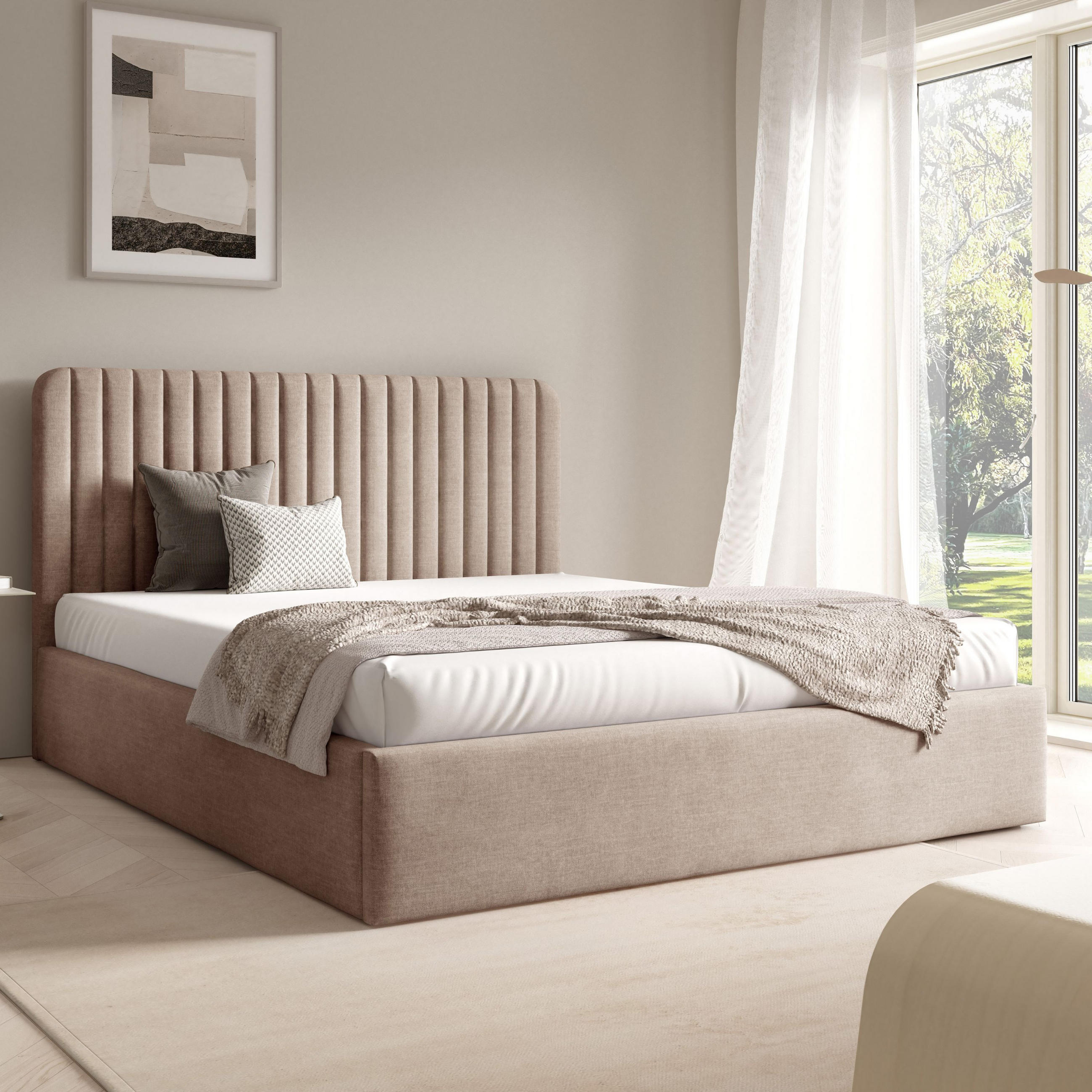 POLSTERBETT BEA II Bettkasten Lattenrost 140x200 Dunkelbeige - Beige, Holz (140/200cm) - Furnistar