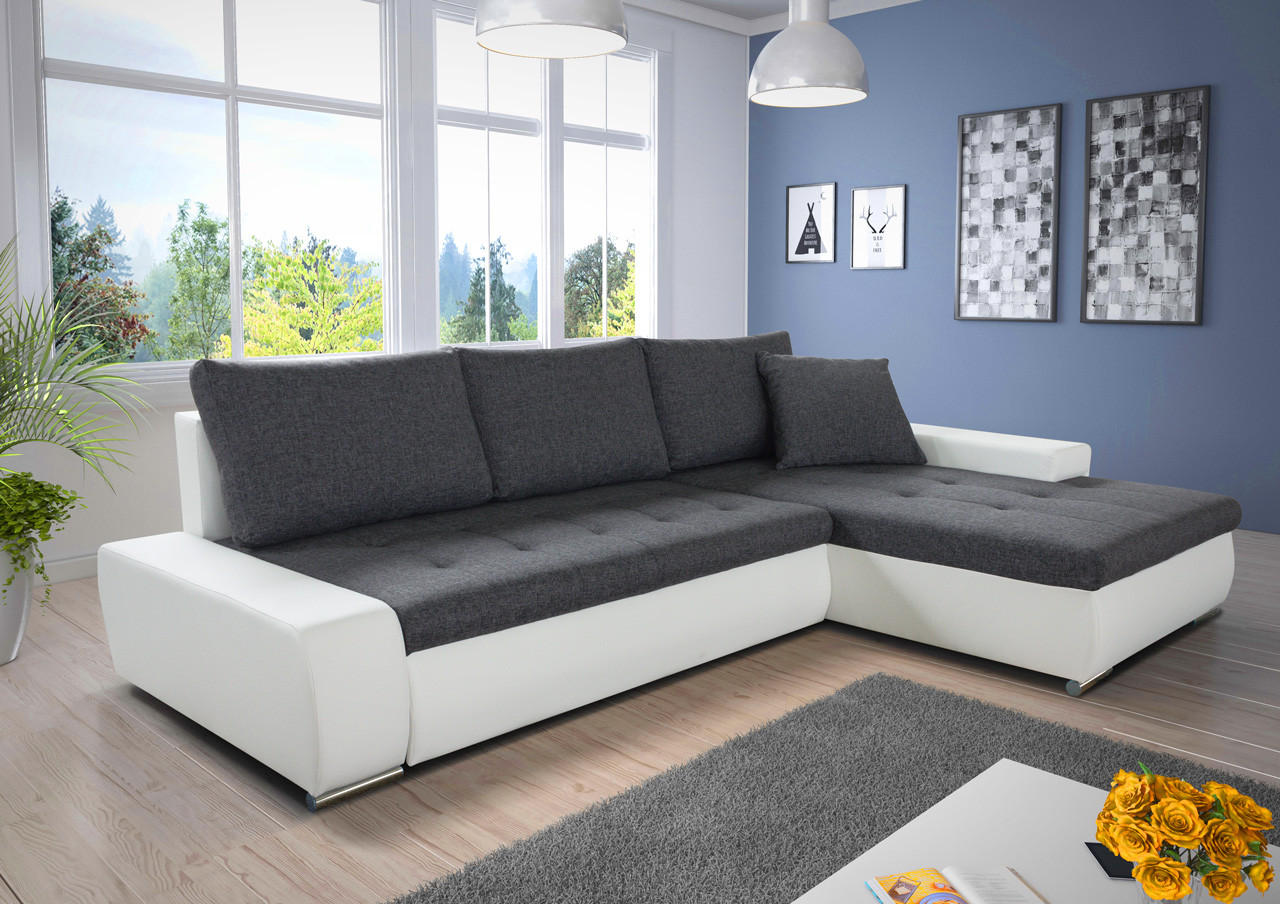 ECKSOFA Faris, Seite: Rechts - Weiß/Grau, Holz/Textil (266/184cm) - Sofnet