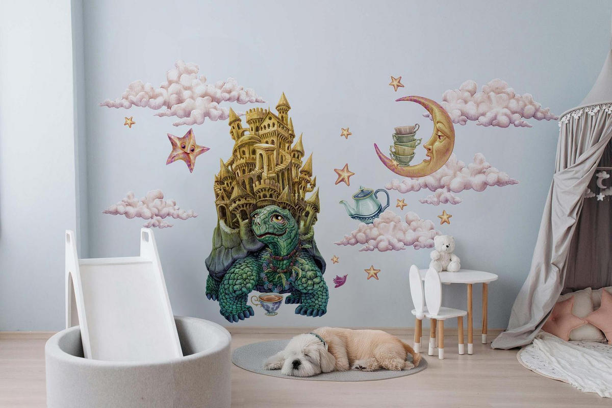 WANDAUFKLEBER 130x168cm - Märchentiere - Multicolor, Kunststoff (130/168/0.1cm) - Wallfluent