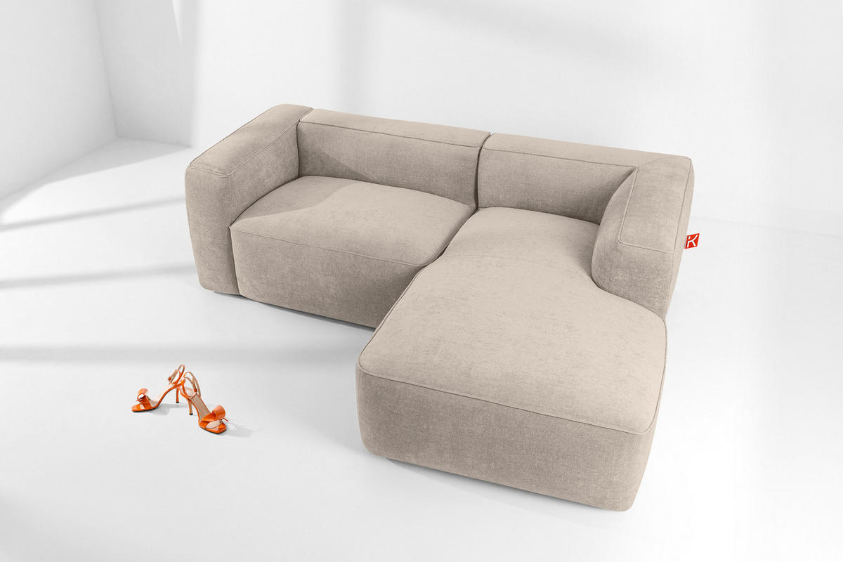 ECKSOFA RECHTS FUBBO, Cremig - Creme, Holz/Holzwerkstoff (225/176cm) - KONSIMO®