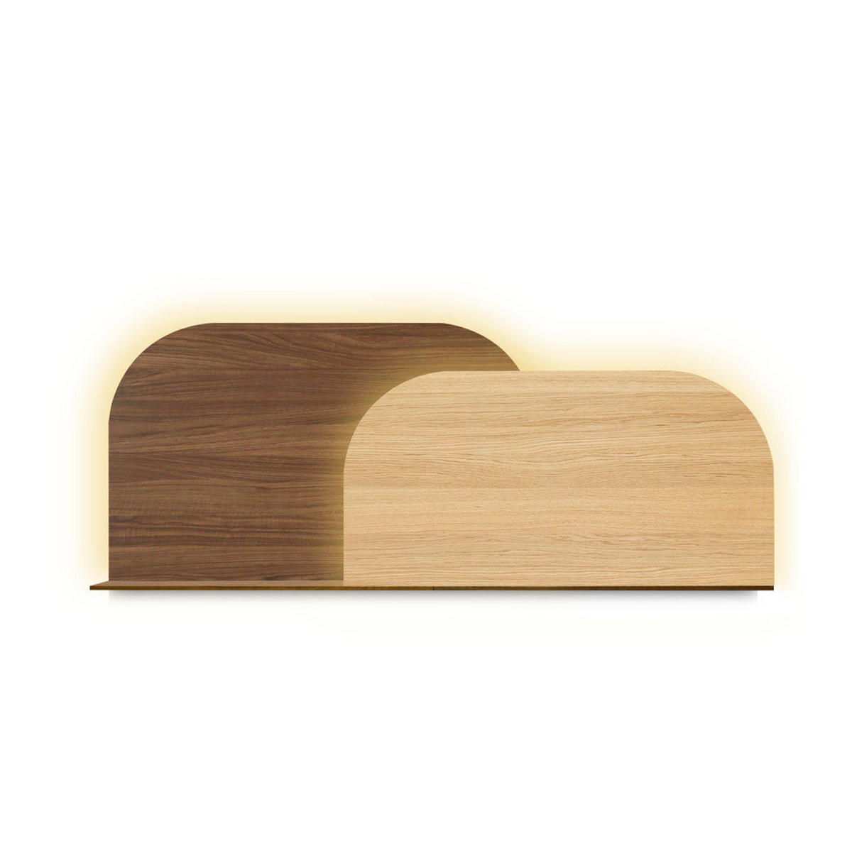 KOPFTEIL Alba mit Licht - Blau/Eichefarben, Holz/Textil (60/60/14cm) - Woodendot
