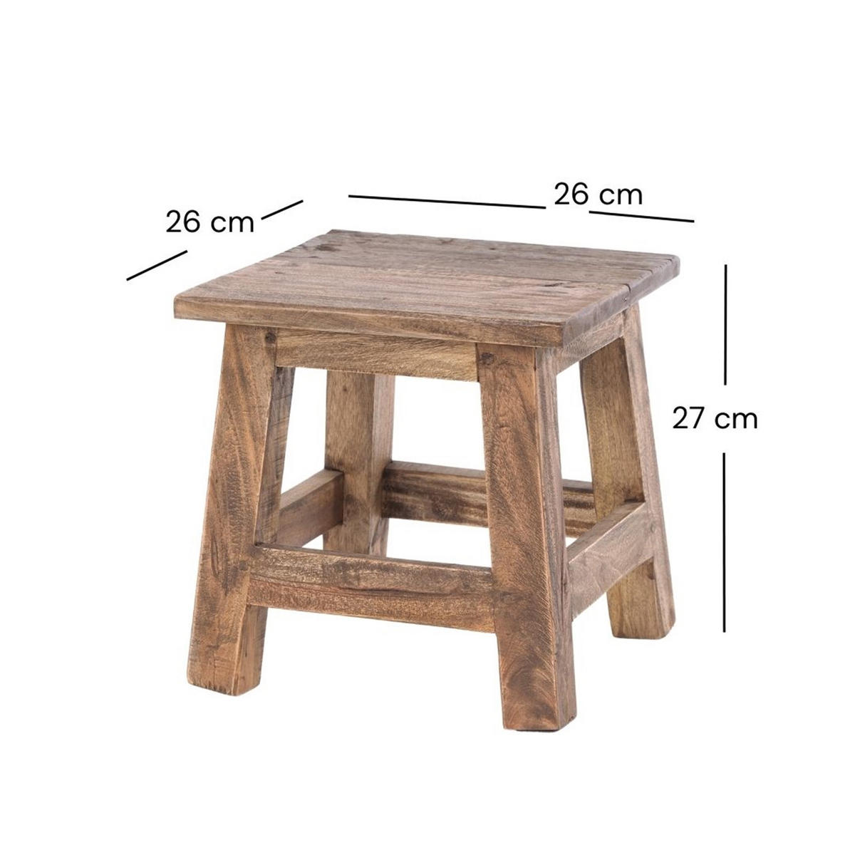FUSSHOCKER PALO Mahagoni Recyclingholz 01 natur-vintage - Naturfarben, Holz (26/27/26cm) - DESIGN DELIGHTS