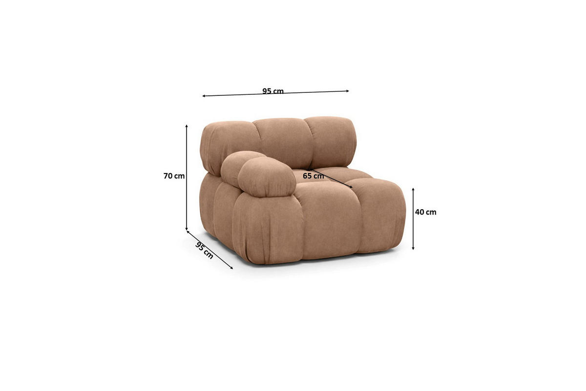 MODUL Seitlich, Für Modulares System, Stoff Salvador, Dunkelbeige, Links, Selia - Beige, Holz (95/70/95cm) - Kaiser Möbel