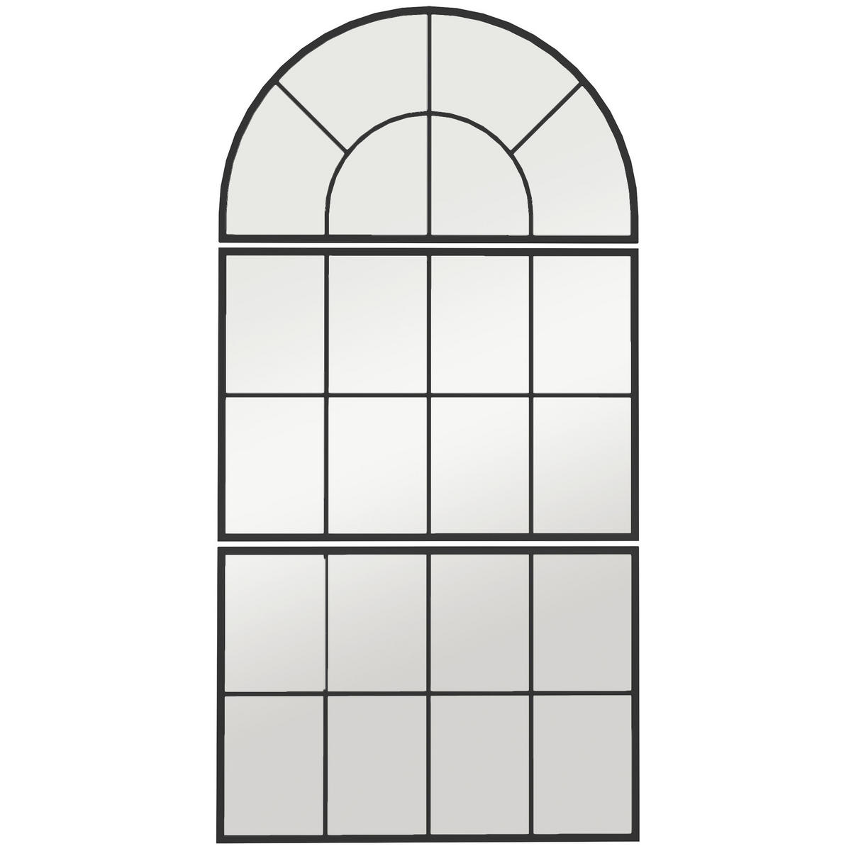 WANDSPIEGEL dreiteilig, bogenförmiger Spiegel mit Metallrahmen Schwarz - Schwarz, Glas (2/53/76cm) - HOMCOM