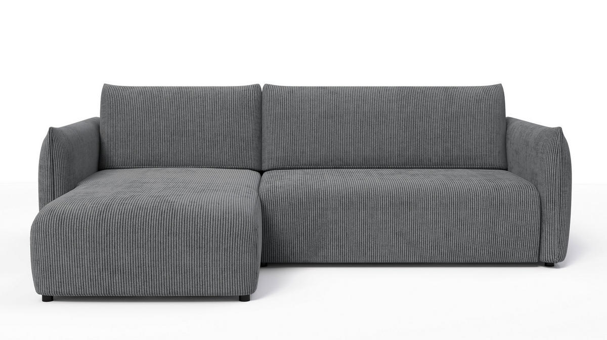 ECKSOFA TAUER 3-Sitzer rechts, dunkelgrau - Dunkelgrau/Schwarz, Holz/Textil (248/173cm) - Courtois Laville