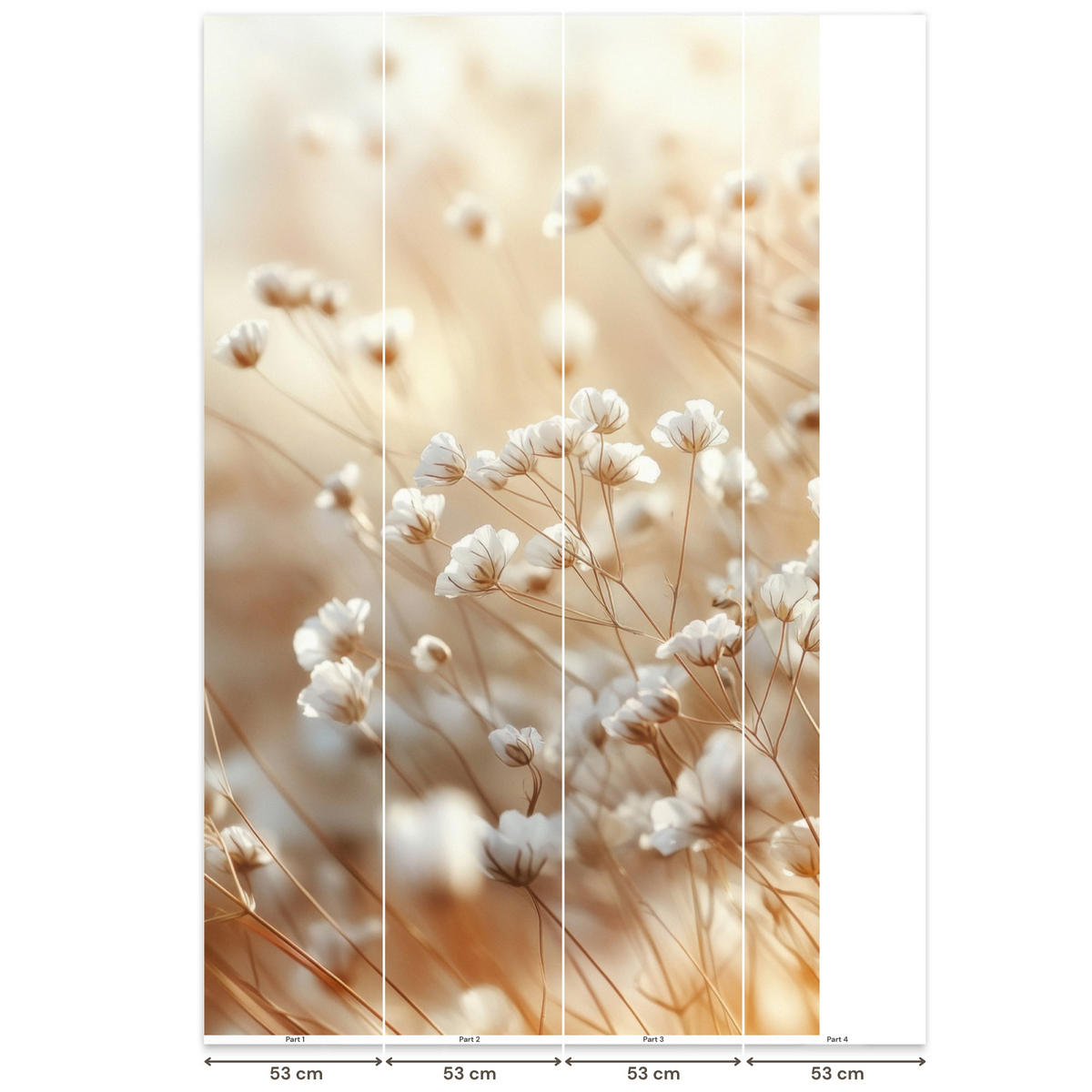 TAPETE - Wild - Blumen - Weiß - 160x280 cm - Creme, Papier (160/280cm) - OnlyWow