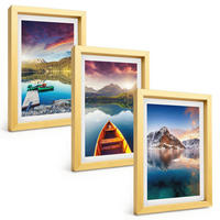 BILDER SET 3er Set - 20x30 cm Goldrahmen - Seen, Berge, Boote, Frieden - Goldfarben, Kunststoff (20/30cm) - TULUP