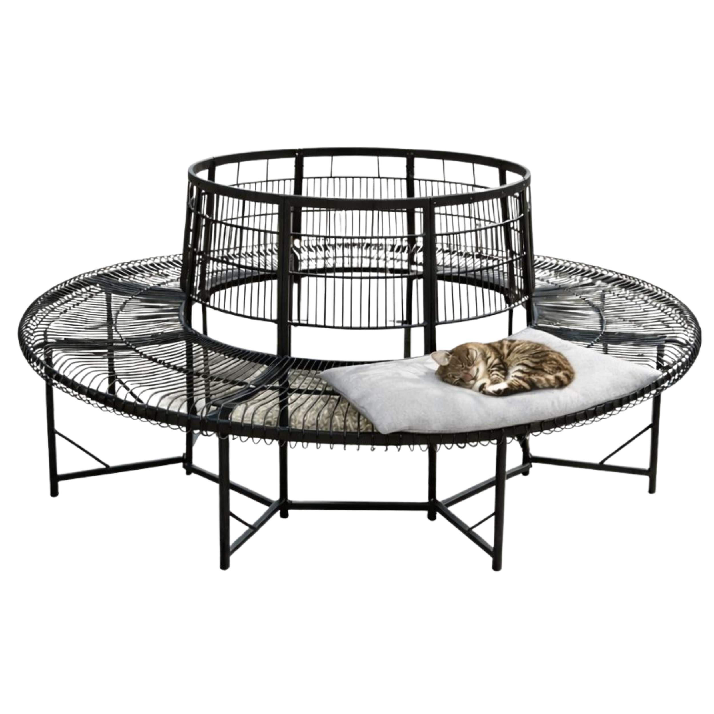 GARTENBANK Wetterfest Metall D-200cm 96723 Baumbank - Schwarz, Metall (200/100/200cm) - DanDiBo