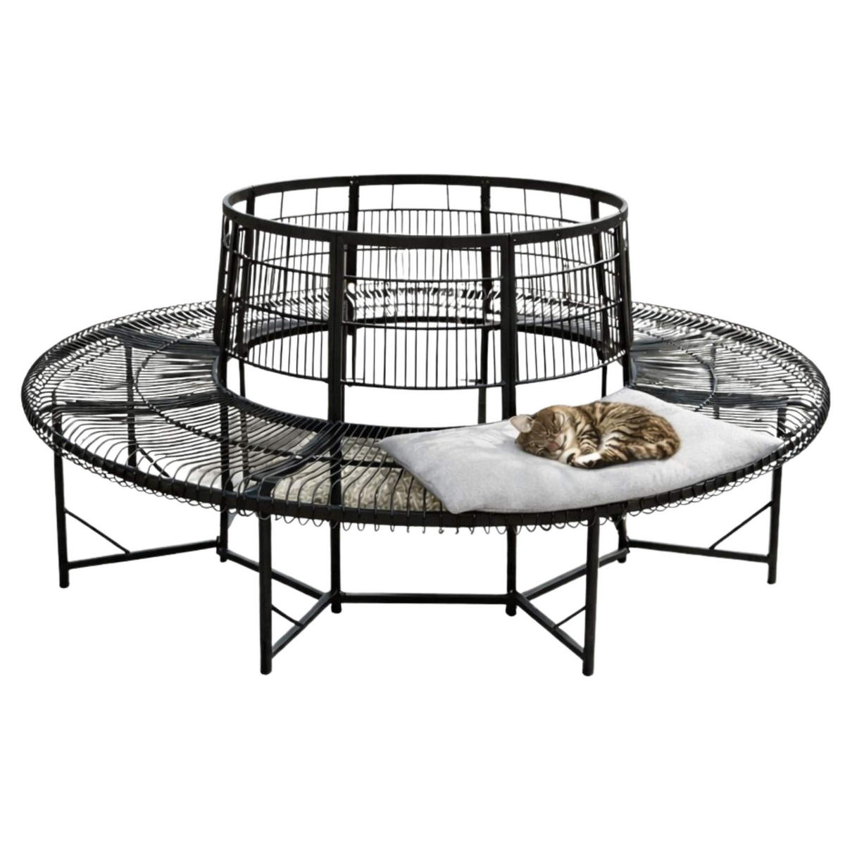 GARTENBANK Wetterfest Metall D-200cm 96723 Baumbank - Schwarz, Metall (200/100/200cm) - DanDiBo