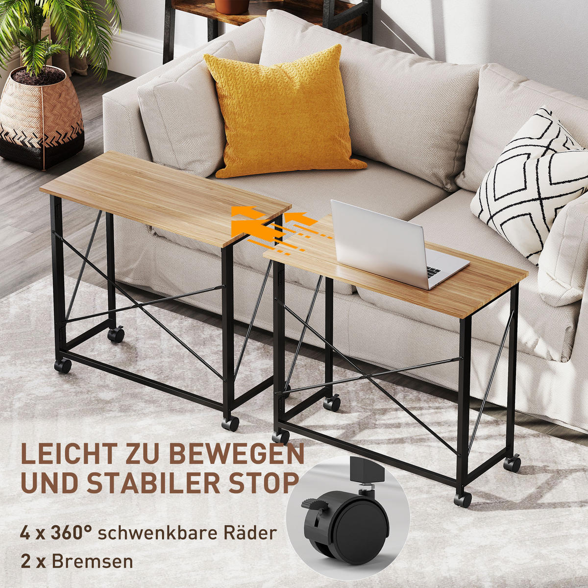 KLAPPBARER-SCHREIBTISCH MDF Eiche - Eichefarben, Holz (80/40/75cm) - HOMCOM