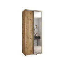 SCHWEBETÜRENSCHRANK 235,2/100/45 2-türig - Silberfarben/Eiche Artisan, Holz/Metall (100/235/45cm) - Abiks Möbel