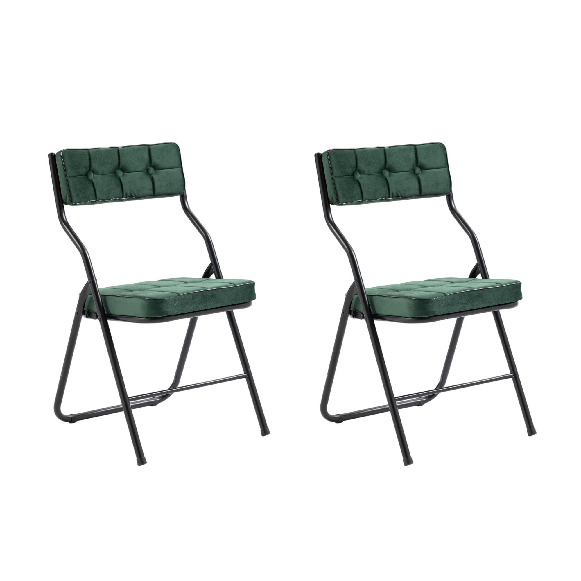 KLAPPSTUHL DE-36266 2er-Set mit gepolstertem Sitz Grün - Grün, Metall (47/80/46cm) - ComfortXL