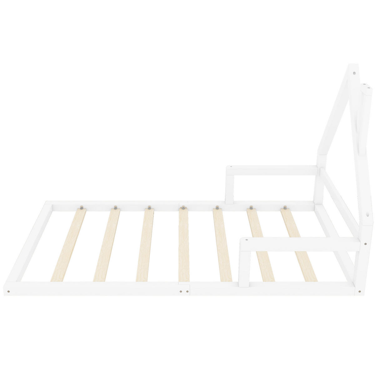 KINDERBETT Kindereinzelbetten 90/200 cm in Hausform aus massivem Kiefer und MDF, Weiß - Weiß, Holzwerkstoff (90/200cm) - Redom