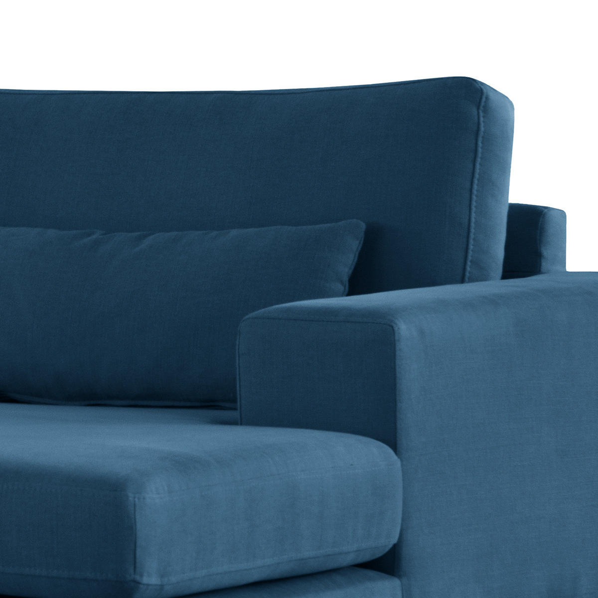 ECKSOFA mit Longchair - Buchefarben/Blaugrau, Buchenholz/Textil (281/153cm) - home24