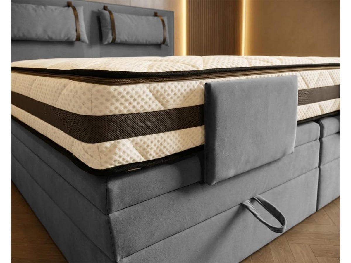 BOXSPRINGBETT 180x200 cm, PORTO, Bett mit elektrisch verstellbarem Lattenrost, Loser Matratze, Dunkelgrau - Dunkelgrau, Holz/Kunststoff (180/200cm) - Trada