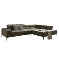 ECKSOFA NELSON Dunkelgrün Velvet - Dunkelgrün/Silberfarben, Textil (321/116cm) - KAWOLA