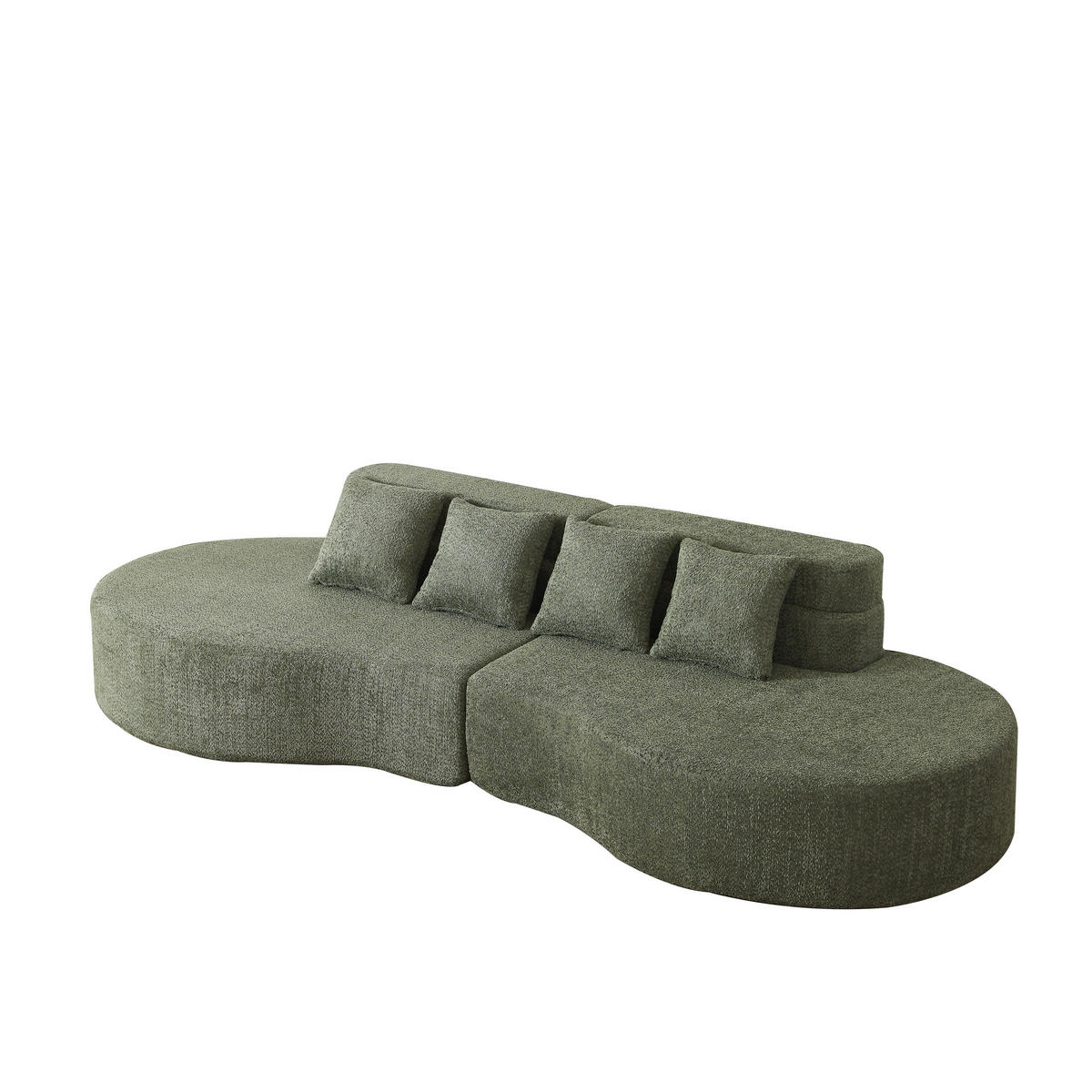 SOFA aus Chenille in Grün Modularer Memory-Schaum & Waschbarer Bezug - Grün, Textil (110/65/310cm) - Urban Meuble