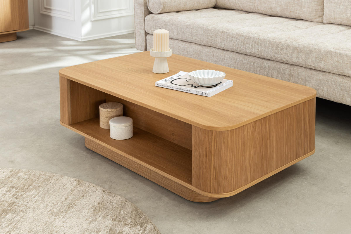 COUCHTISCH VALHALLA WOOD Furnier Natur 100 cm - Braun/Naturfarben, Eichenholz/Holz (60/100/38cm) - riess-ambiente