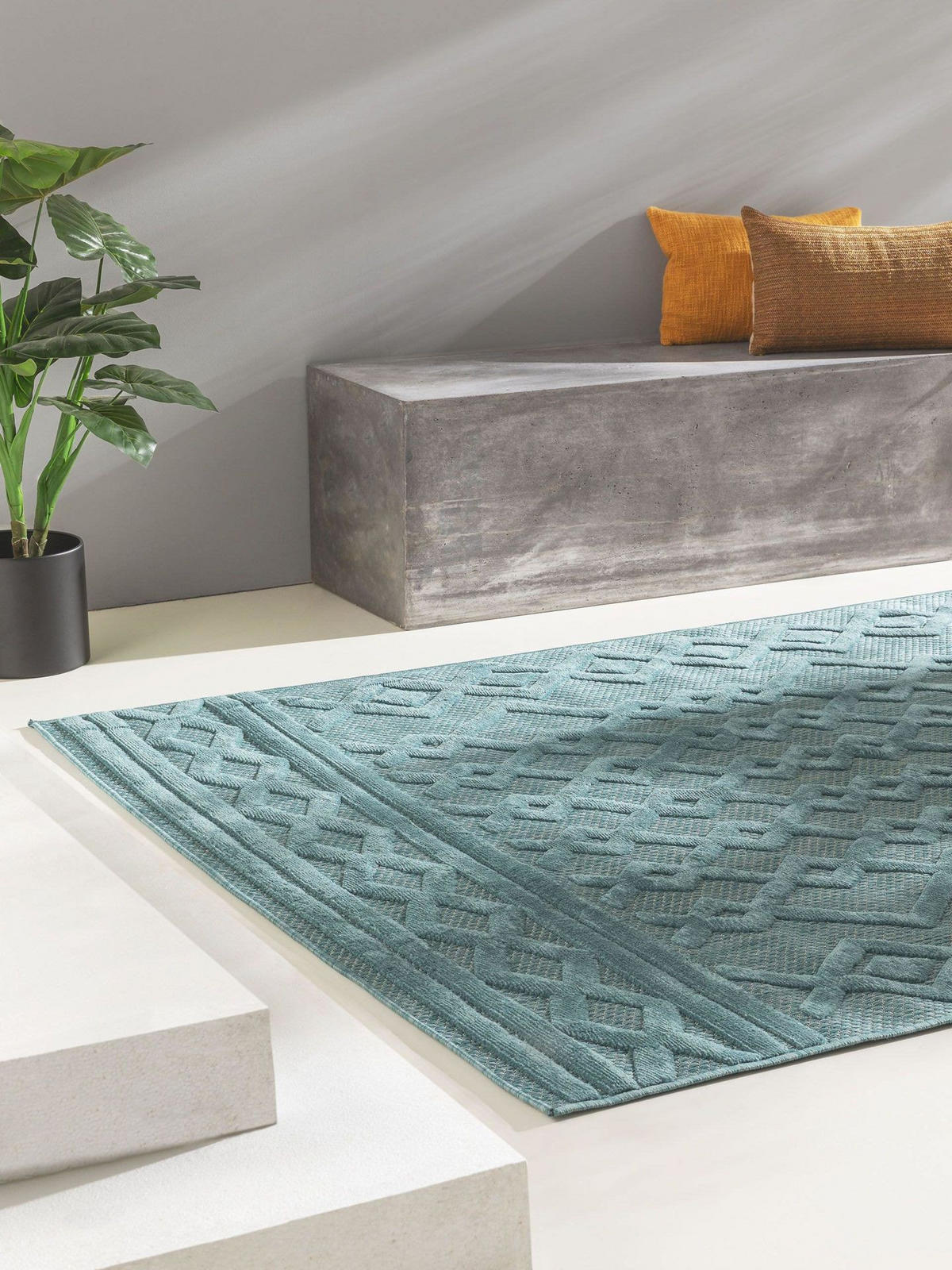 OUTDOORTEPPICH Bonte Türkis 160x230 cm - Türkis, Textil (160/1cm) - KUNSTLOFT