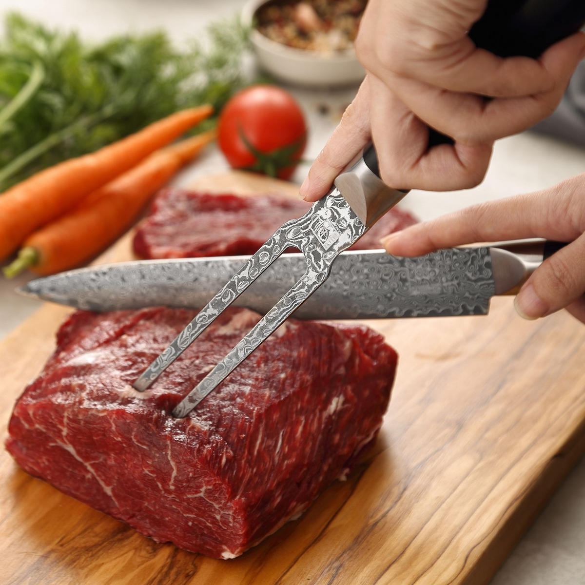 TRANCHIERGABEL 14 cm - Schwarz, Holz/Metall (32cm) - Zayiko