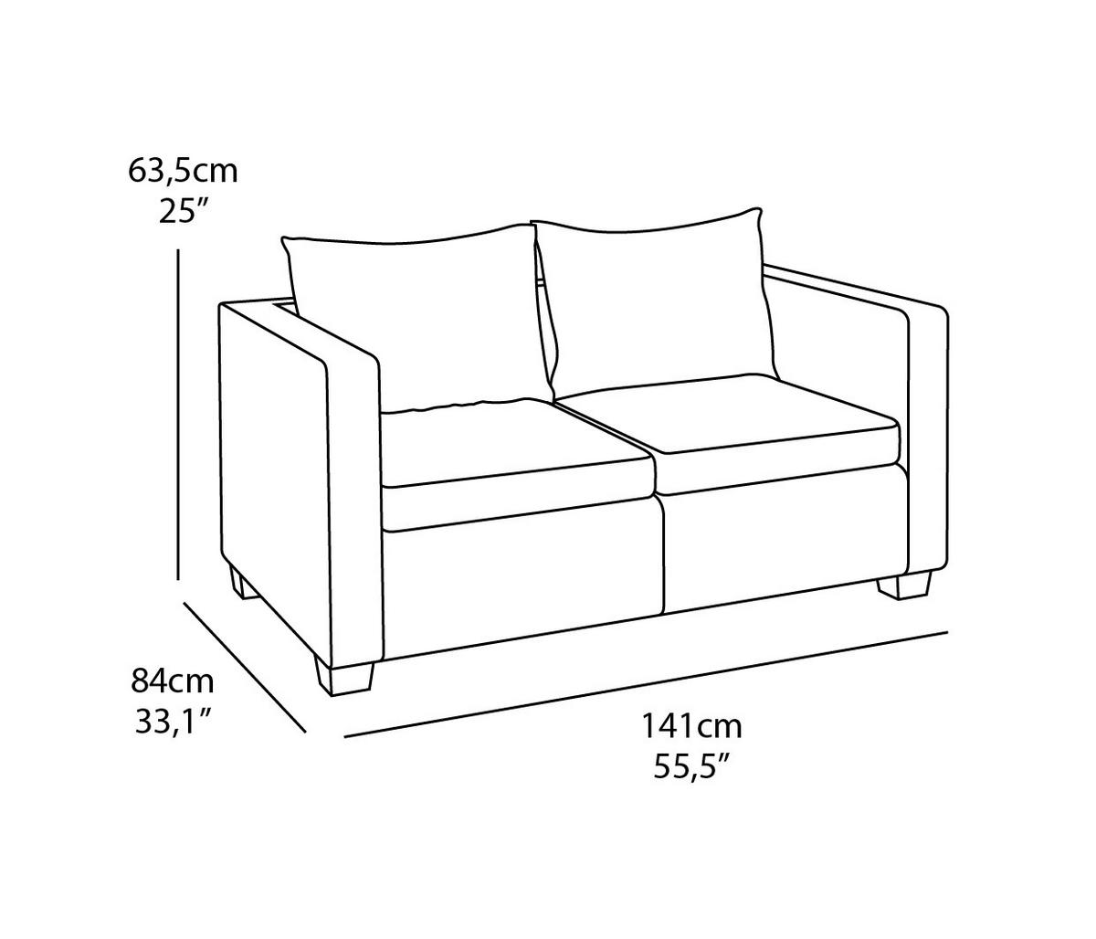 GARTENSOFA Salta 2-Sitzer in Anthrazit mit Kissen, Rattanoptik, Wetterfest - Anthrazit, Textil (800/84/1200cm) - Allibert