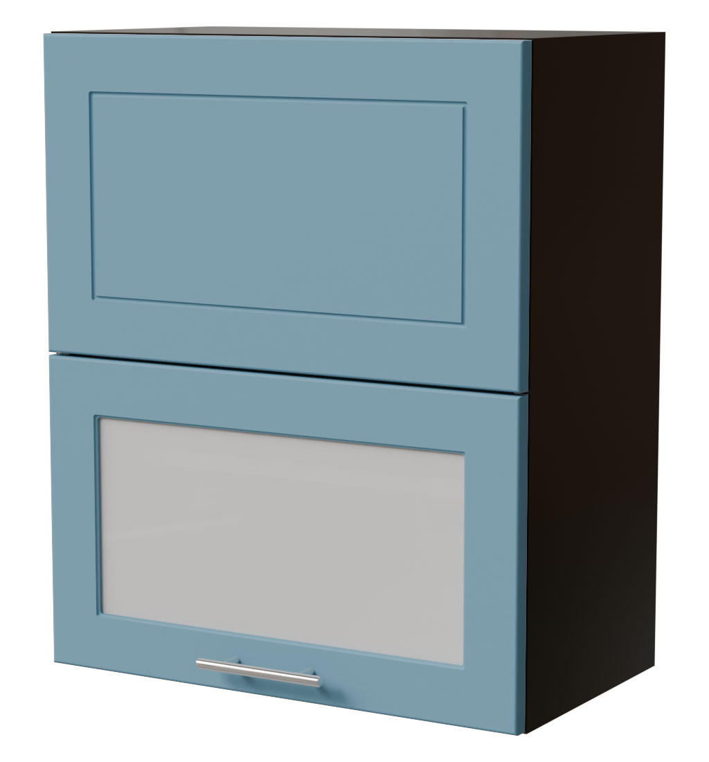 KLAPPHÄNGESCHRANK Bari W8BS/60-AV Schwarz / RAL 5024 pastellblau 60 / 32,5 / 72cm - Blau/Schwarz, Holz/Holzwerkstoff (60/72/32.5cm) - Feldmann-Wohnen