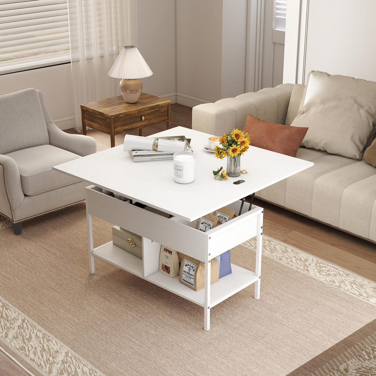 COUCHTISCH PANG-M4K7W2 Weiß - Weiß, Holzwerkstoff (98/49/55cm) - PANGIVO