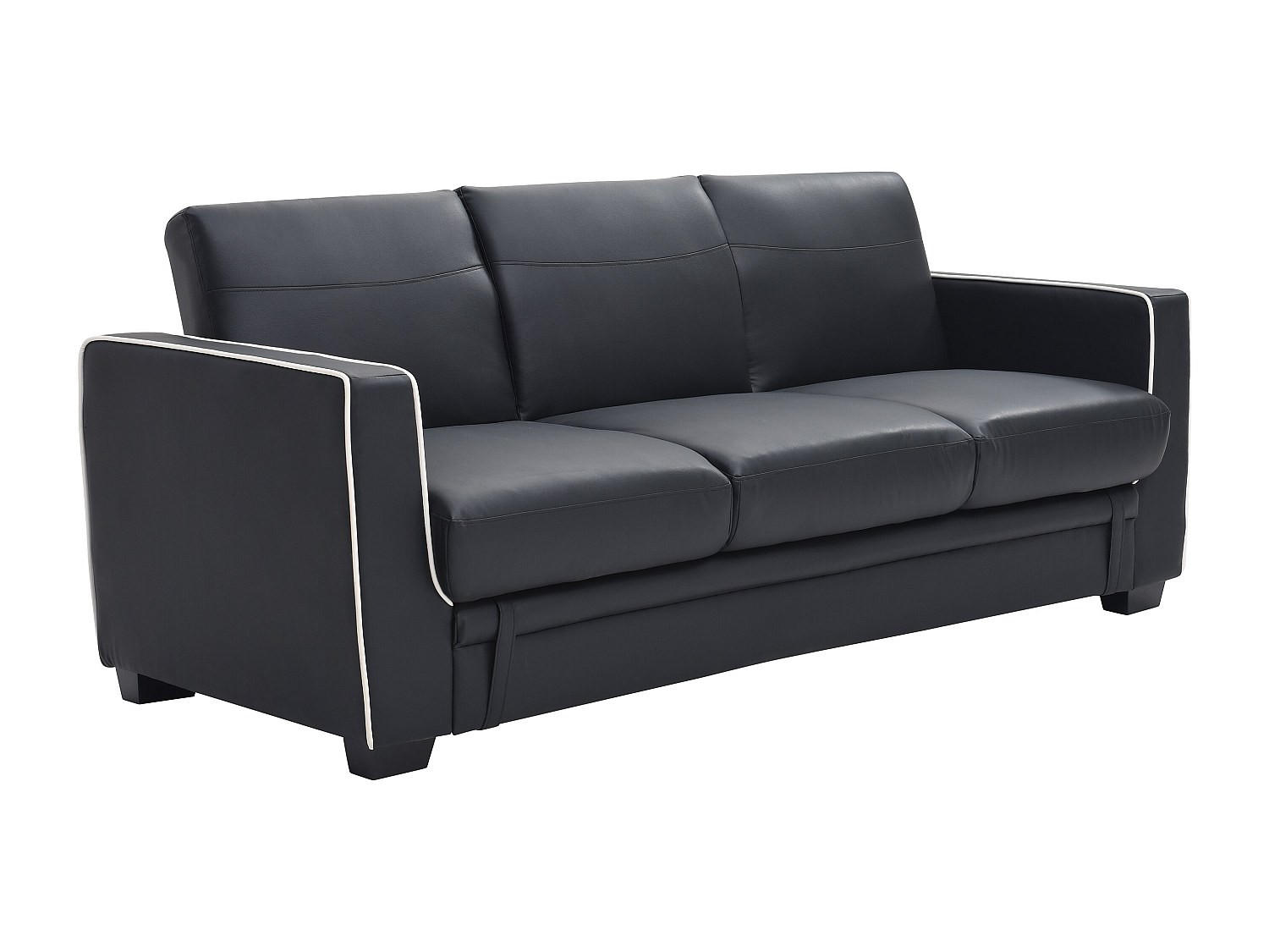 SCHLAFSOFA 3-Sitzer - Kunstleder - Schwarz - NATY II - Schwarz, Leder (214/87/87cm) - Vente-Unique