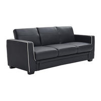 SCHLAFSOFA 3-Sitzer - Kunstleder - Schwarz - NATY II - Schwarz, Leder (214/87/87cm) - Vente-Unique