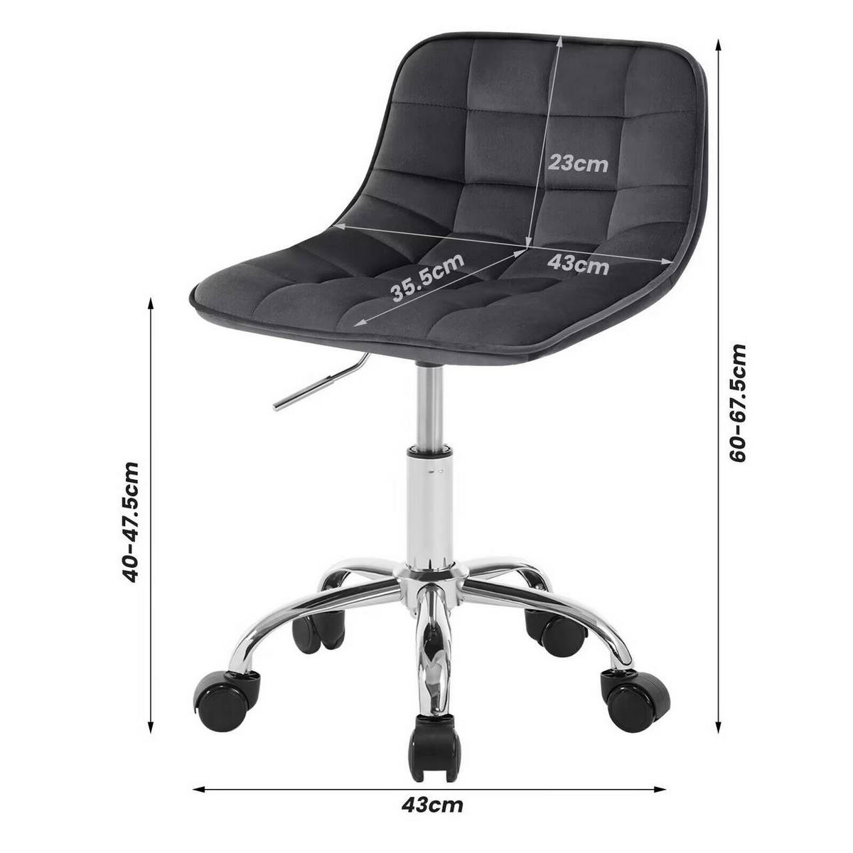 DREHSTUHL mit Rollen, Samt, Dunkelgrau - Dunkelgrau/Schwarz, Textil/Metall (43/60/50cm) - Woltu