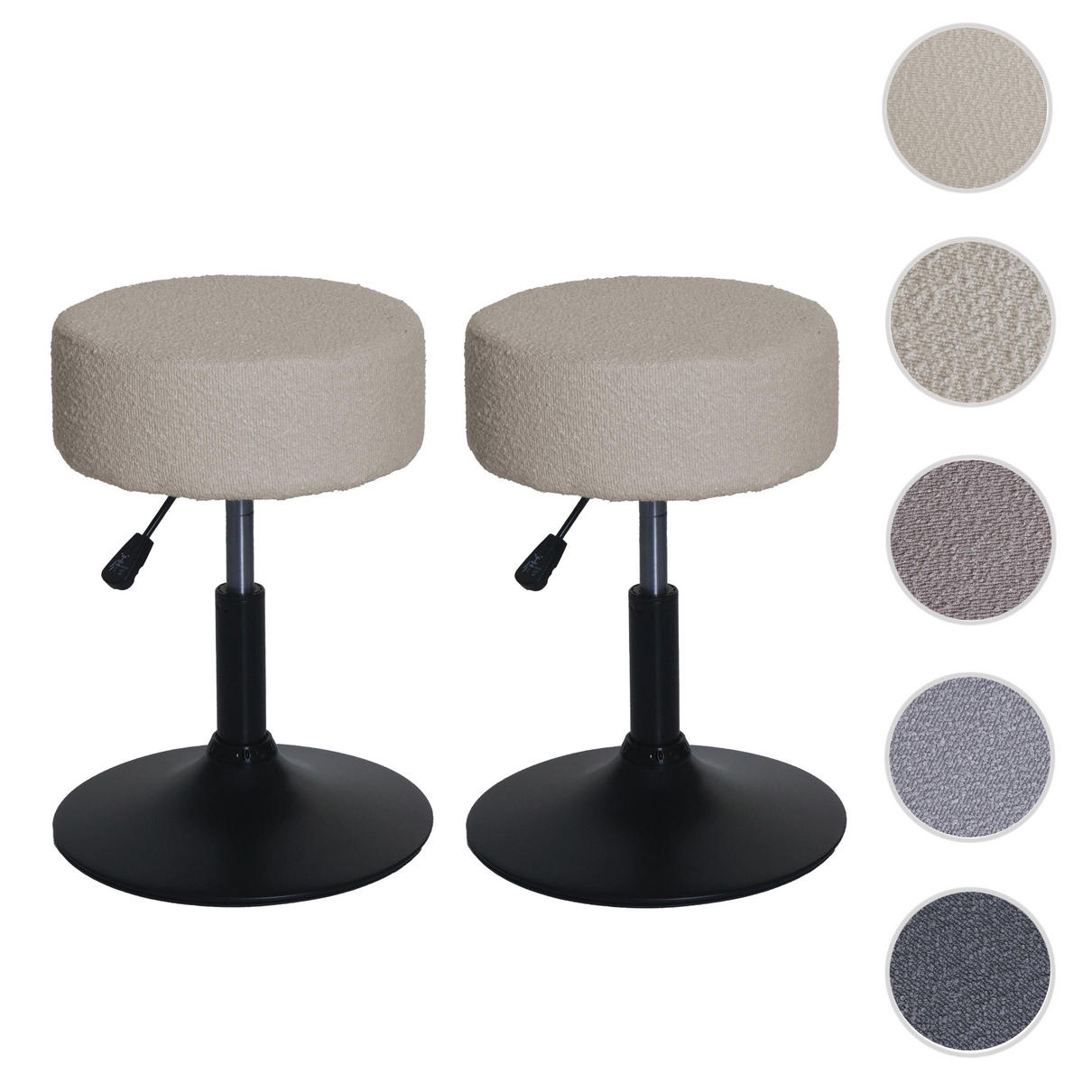 HOCKER Beige 2er-Set - Beige, Textil (37/57/37cm) - MCW