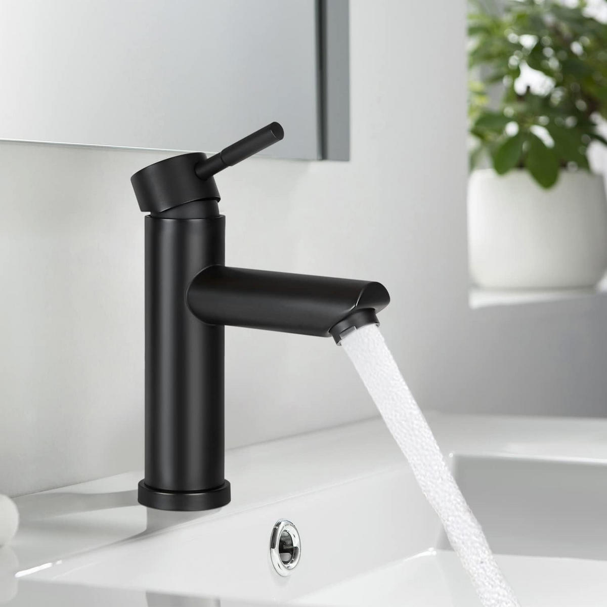 WASCHTISCHARMATUR Bachorw 14.6/4.6/17.4 cm - Schwarz, Metall (4.6/17.4/14.6cm) - ZMH