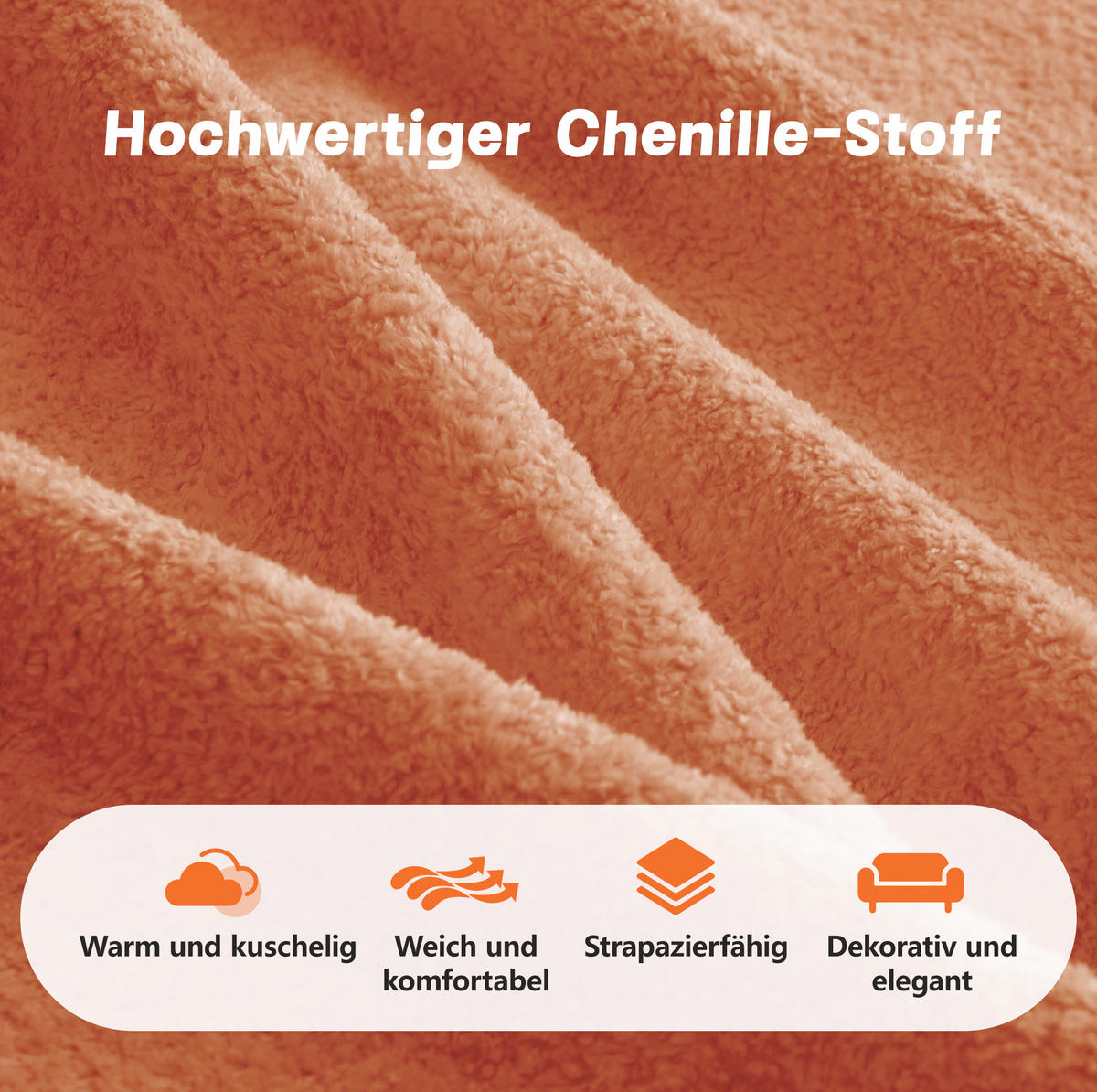 SOFA modular L-Form 4-Sitzer Samt Orange mit Hocker - Orange, Textil (167/384cm) - Meubliv