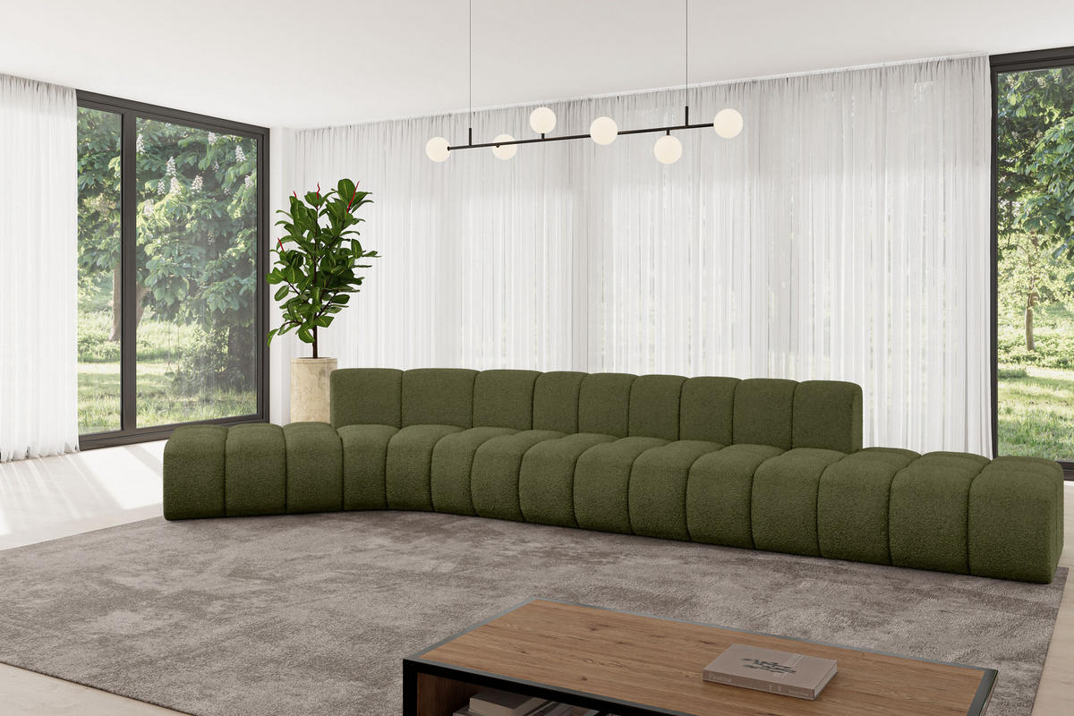 ECKSOFA modulares Sofa Solven-L2 - 471x174x70 cm Grün - Grün, Holzwerkstoff/Textil (471/174cm) - ALTDECOR
