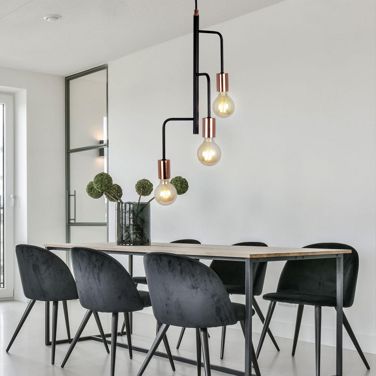 HÄNGELEUCHTE BERRI Kupfer Schwarz - Schwarz, Metall (28/28/172cm)