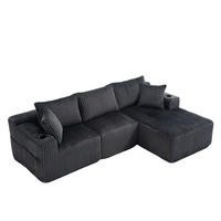 ECKSOFA 257/160/80 cm Grau mit Seitliche Staufächer und Getränkehalter - Grau, Textil (257/160cm) - Oxeza