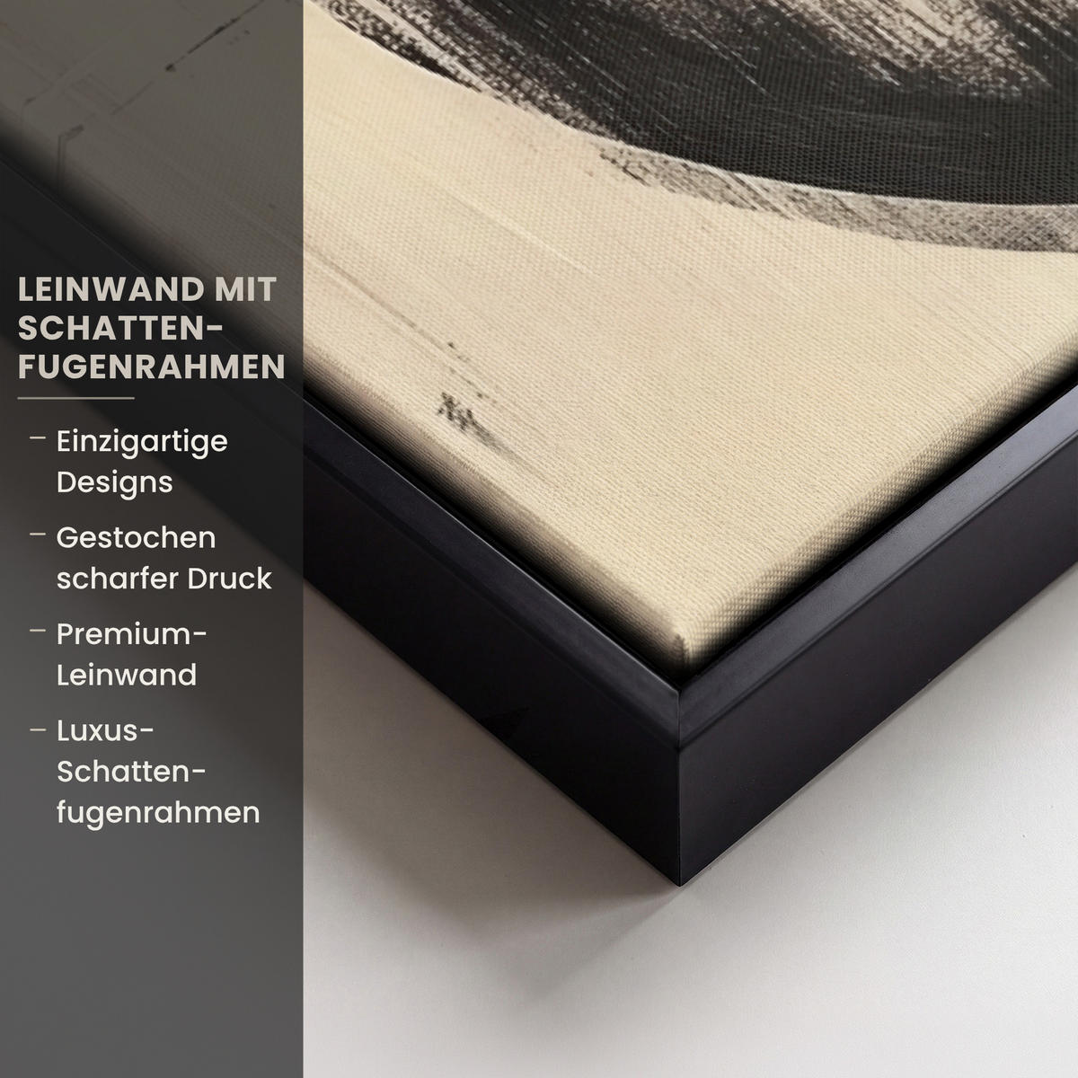 LEINWAND Bilder mit Rahmen - Kreise - Balken - Schwarz - Abstrakt - 40x60 - Schwarz, Textil (40/60cm) - MuchoWow
