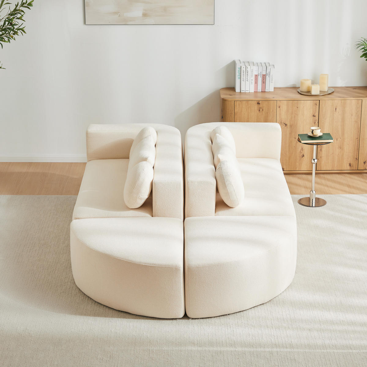 SCHLAFSOFA Beige Cloud Chenille modular 292cm Schlaffunktion - Beige, Textil (165/68/292cm) - FLIEKS