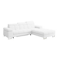 ECKSOFA mit Schlaffunktion Ottomane Rechts COMA L 271x203x79 Weiß Bouclé - Weiß, Holzwerkstoff/Textil (203/271cm) - ALTDECOR