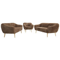 SEDACÍ SOUPRAVA 3+3+1 PIRS - Hnědá Manšestr - Dřevěné nohy - barva buku/hnědá, kompozitní dřevo/textil (180/75/74cm) - MKS