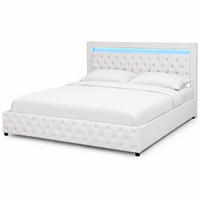 POLSTERBETT 180/200 cm in Weiß mit Bettkasten und LED PU - Weiß, Holzwerkstoff/Textil (180/200cm) - CHICFURN
