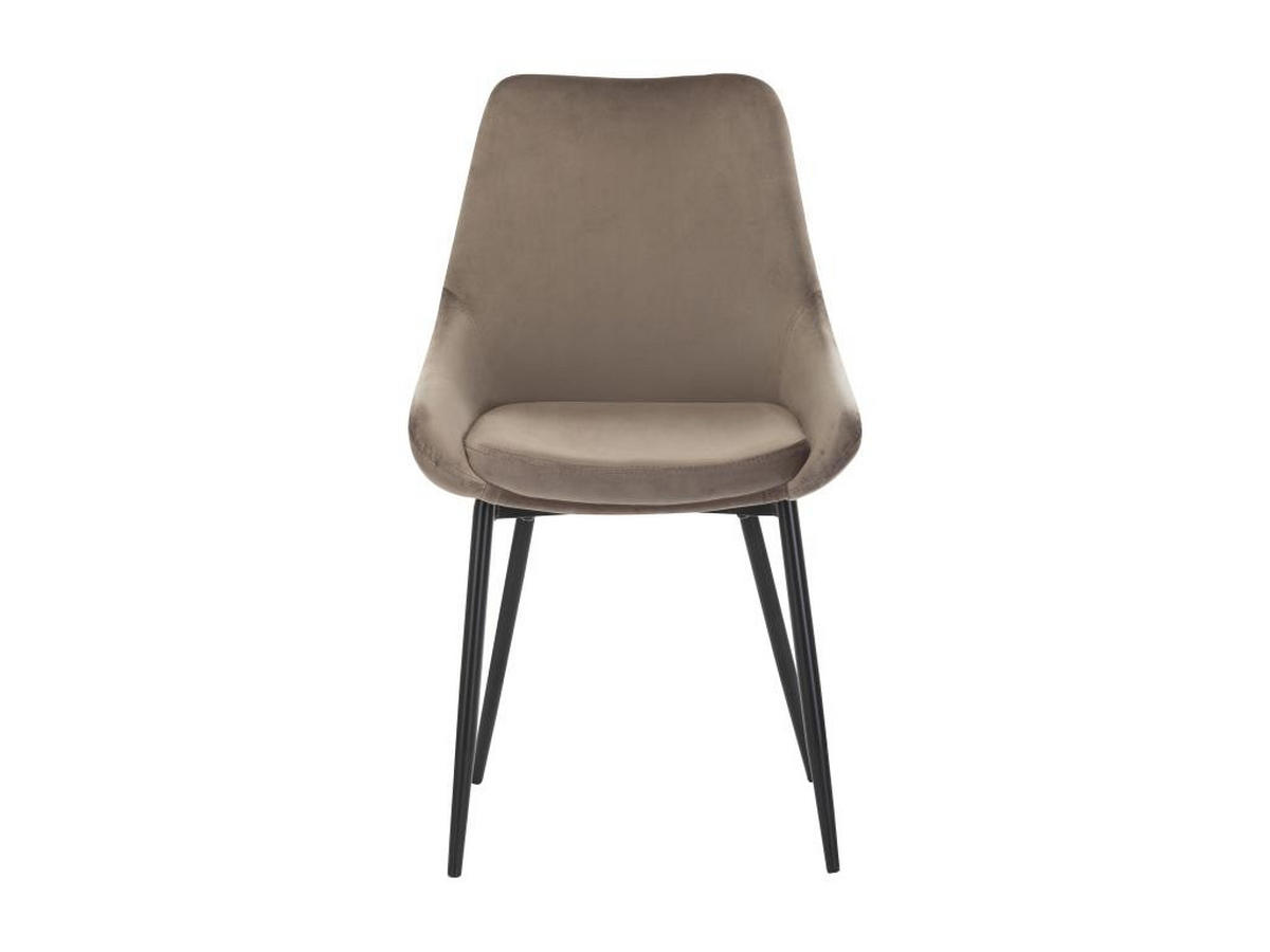 STUHL 2er-Set - Samt & Schwarzes Metall - Taupe - MASURIE - Braun, Textil (56/85.5/49cm) - Vente-Unique