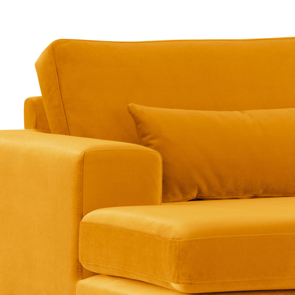 WOHNLANDSCHAFT mit Longchair - Gelb/Buchefarben, Textil (371/81/219cm) - home24