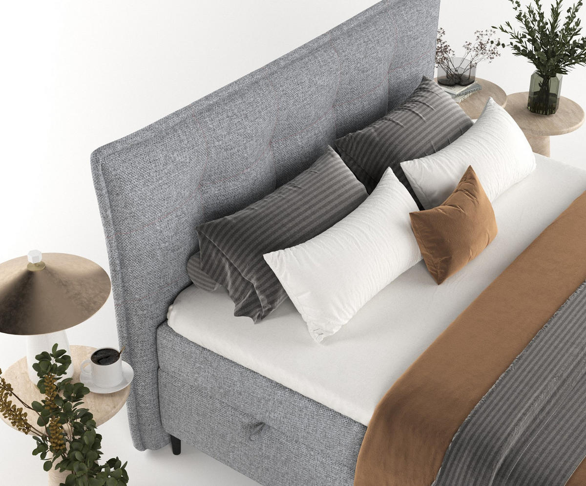 BOXBETT Las Palmas 200/200 cm Grau im Alta Stoff - Schwarz/Grau, Holz/Holzwerkstoff (200/200cm) - AltaBeds