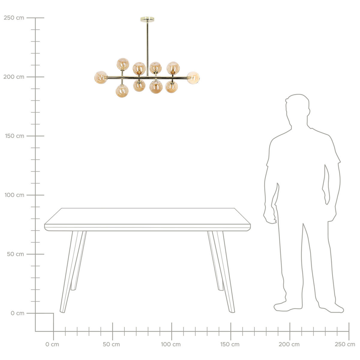 HÄNGELAMPE Ramis 34/90/68 cm - Goldfarben, Metall (34/34/68cm) - Beliani