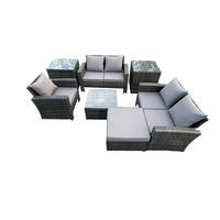 GARTENGARNITUR Polyrattan Dunkelgrau 6-Sitzer - Dunkelgrau, Metall - Fimous