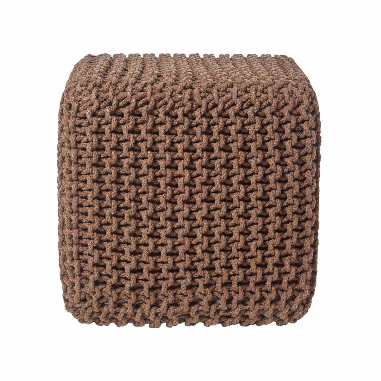 Homescapes Strick-Pouf Braun 35x35x35 cm
