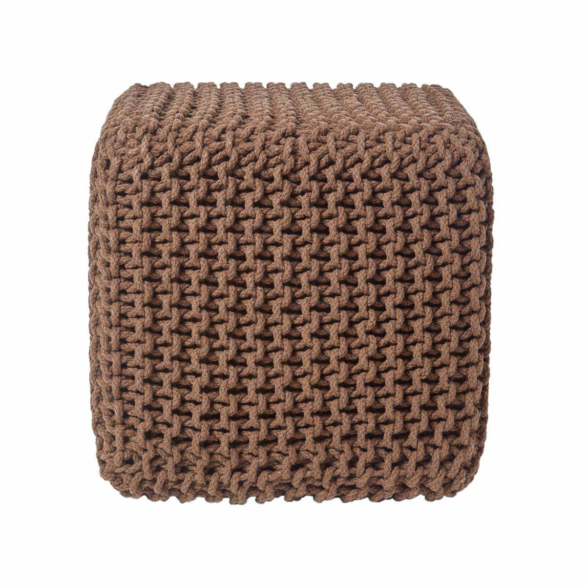 STRICK-POUF braun, Sitzwürfel 35/35/35 cm - Braun, Textil (35/35/35cm) - Homescapes