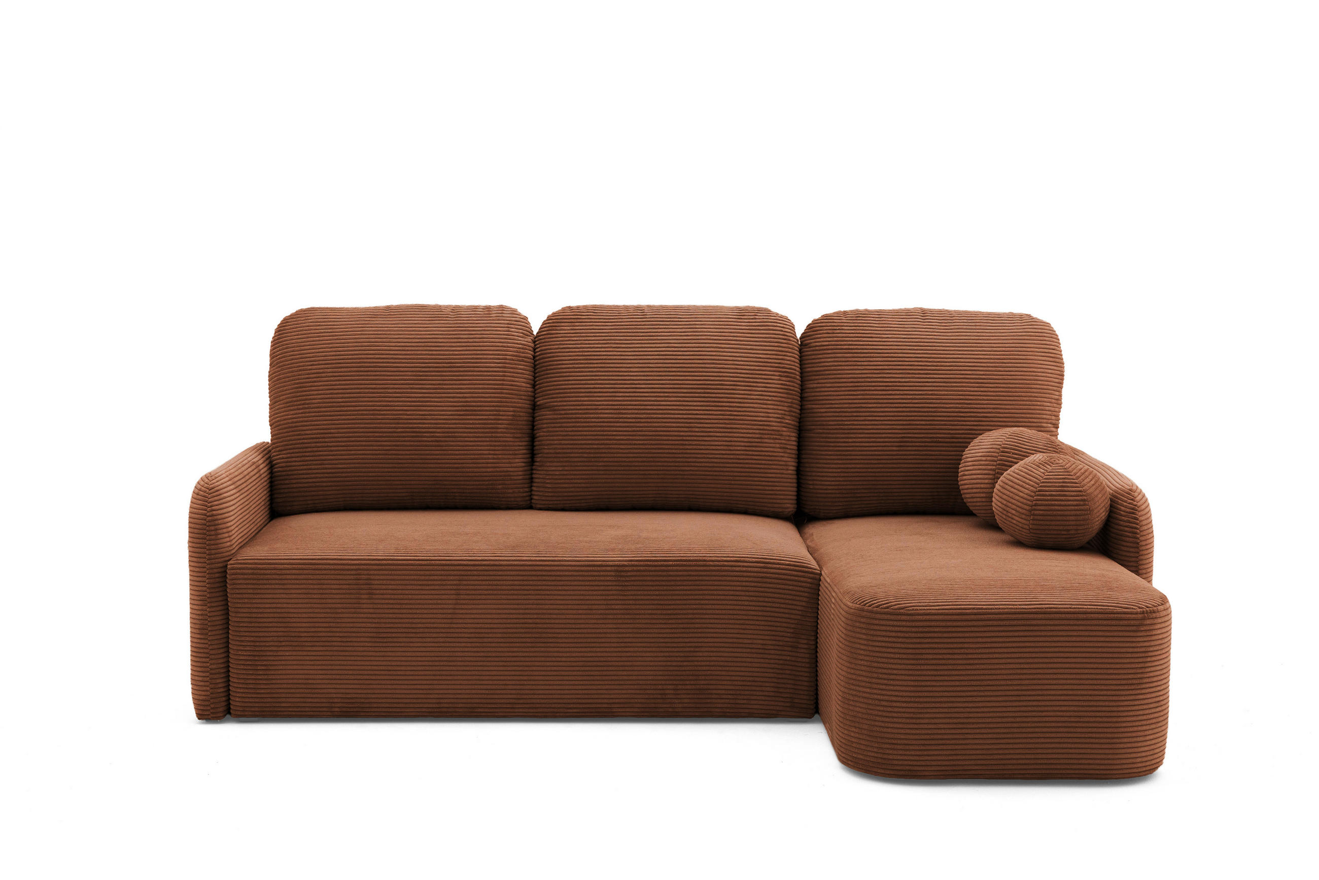 ECKSOFA CASPER L Rechts mit Schlaffunktion 132x198 Cord Braun - Schwarz/Braun, Holz/Kunststoff (145/217cm) - NACANAPA