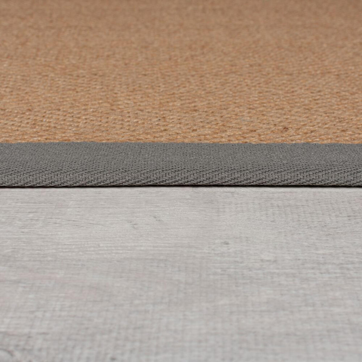 TEPPICH Jute mit Bordüre, Geometrisch-Design TRENT KIRA, Grau 120x170 cm - Naturfarben/Grau, Textil (120/170cm) - KADIMA DESIGN